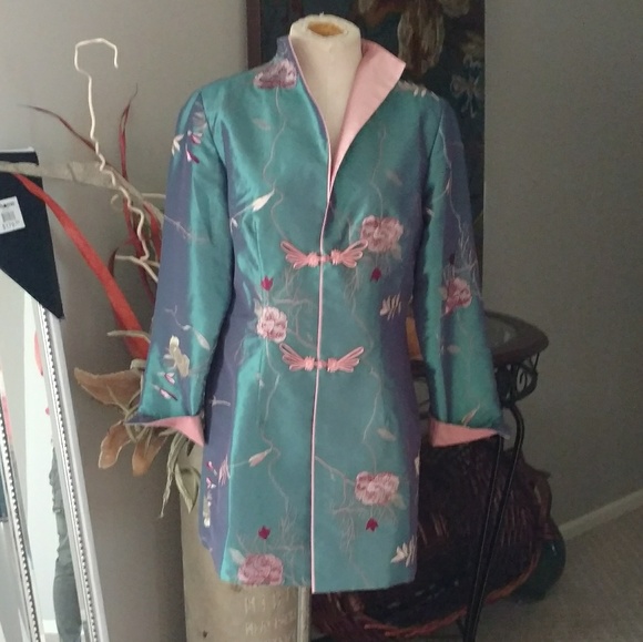 Asian Jackets & Blazers - Vintage teal kimono jacket